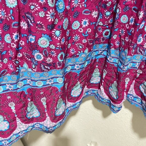 Aura Boho Gypsy Peasant Flowy High Low Maxi Dress Multicolor Size Medium - Picture 14 of 15